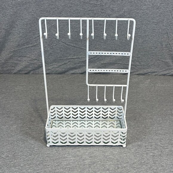 At Home Chevron Wire Jewelry Stand Organizer with Mirror Base - Picture 2 of 9